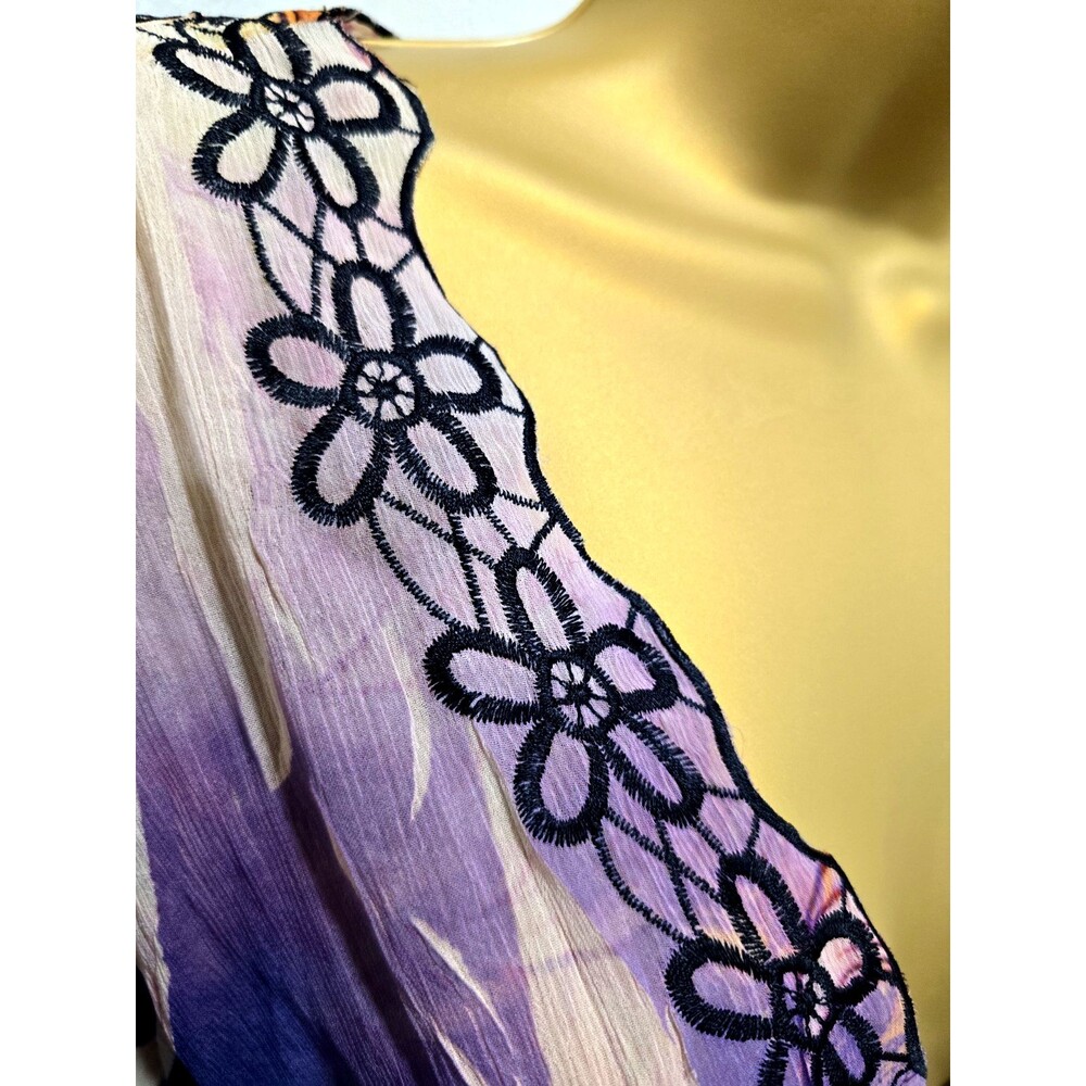 Mushka Sienna Rose Embroidered Tunic Top Womens Lg Rainbow Multicolor Boho Fairy - Picture 3 of 7